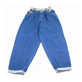 90s Colorful Fabric Detailed Mom Jeans - 8