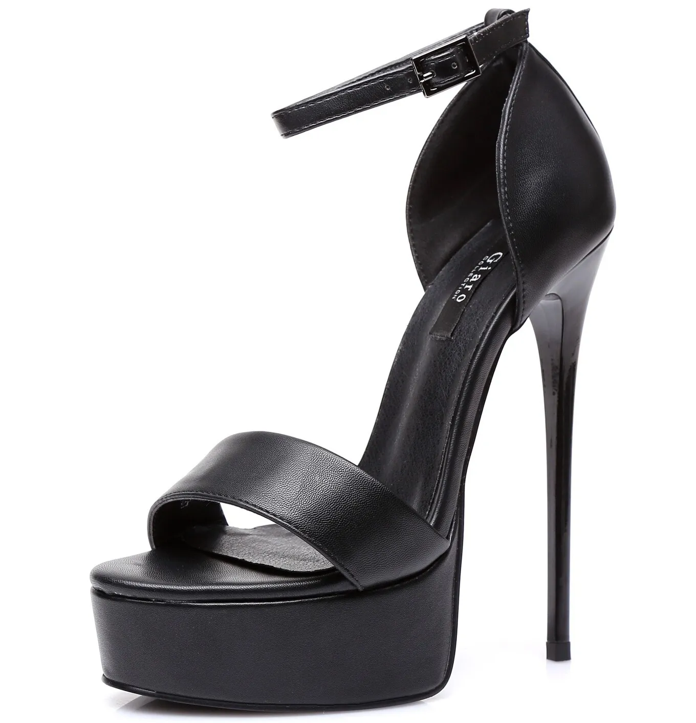 Black Giaro high 16cm heeled platform sandals