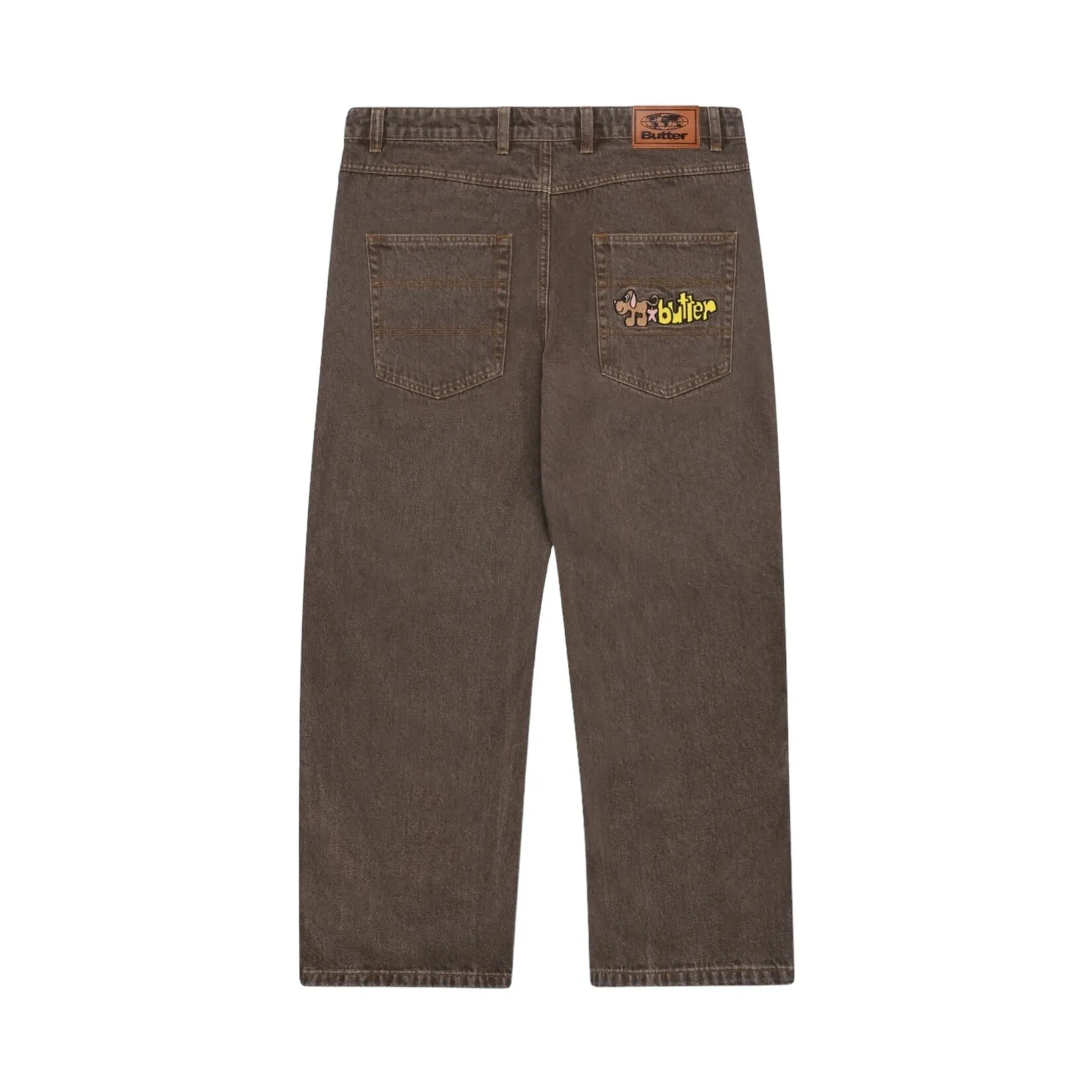 Butter Pooch Relaxed Denim Jeans Washed Brown