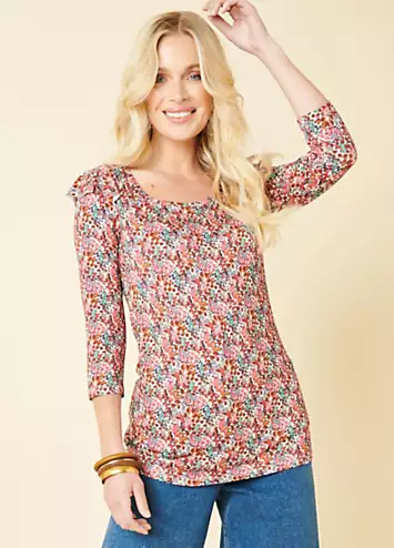 Kaleidoscope Jersey Printed Ruffle Top | Grattan