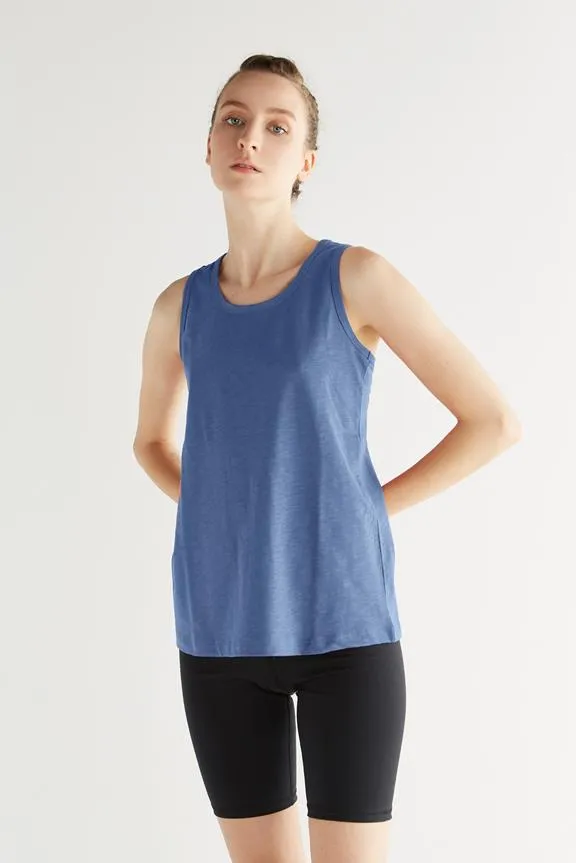 Leela Cotton Top Jersey Flammé Gentian Blue