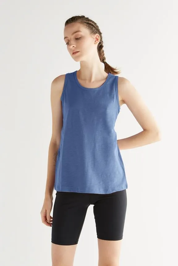 Leela Cotton Top Jersey Flammé Gentian Blue