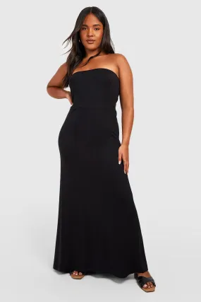 Plus Jersey Knit Beach Bandeau Maxi Dress