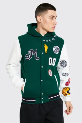Pour Homme Badged Hooded Jersey Varsity 