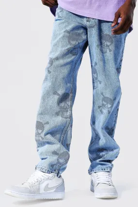 Relaxed Fit Skull All Over Print Jeans