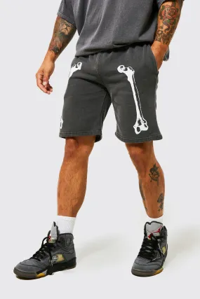 Slim Fit Overdyed Graphic Jersey Shorts
