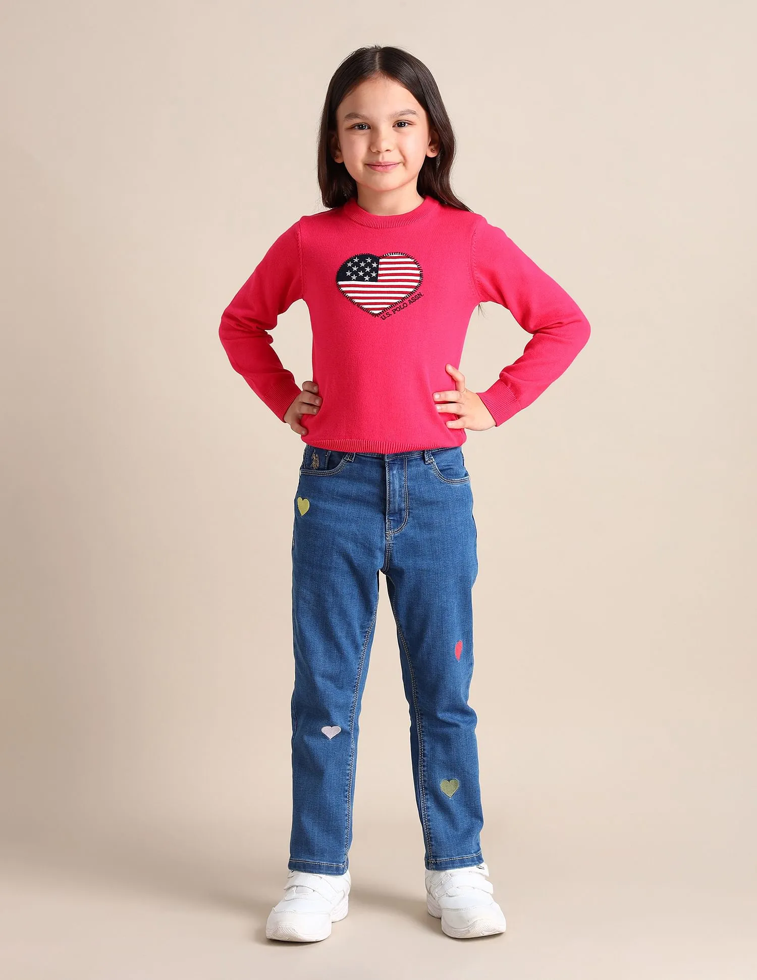 U.S. Polo Assn. Kids Girls Cotton Slim Fit Jeans