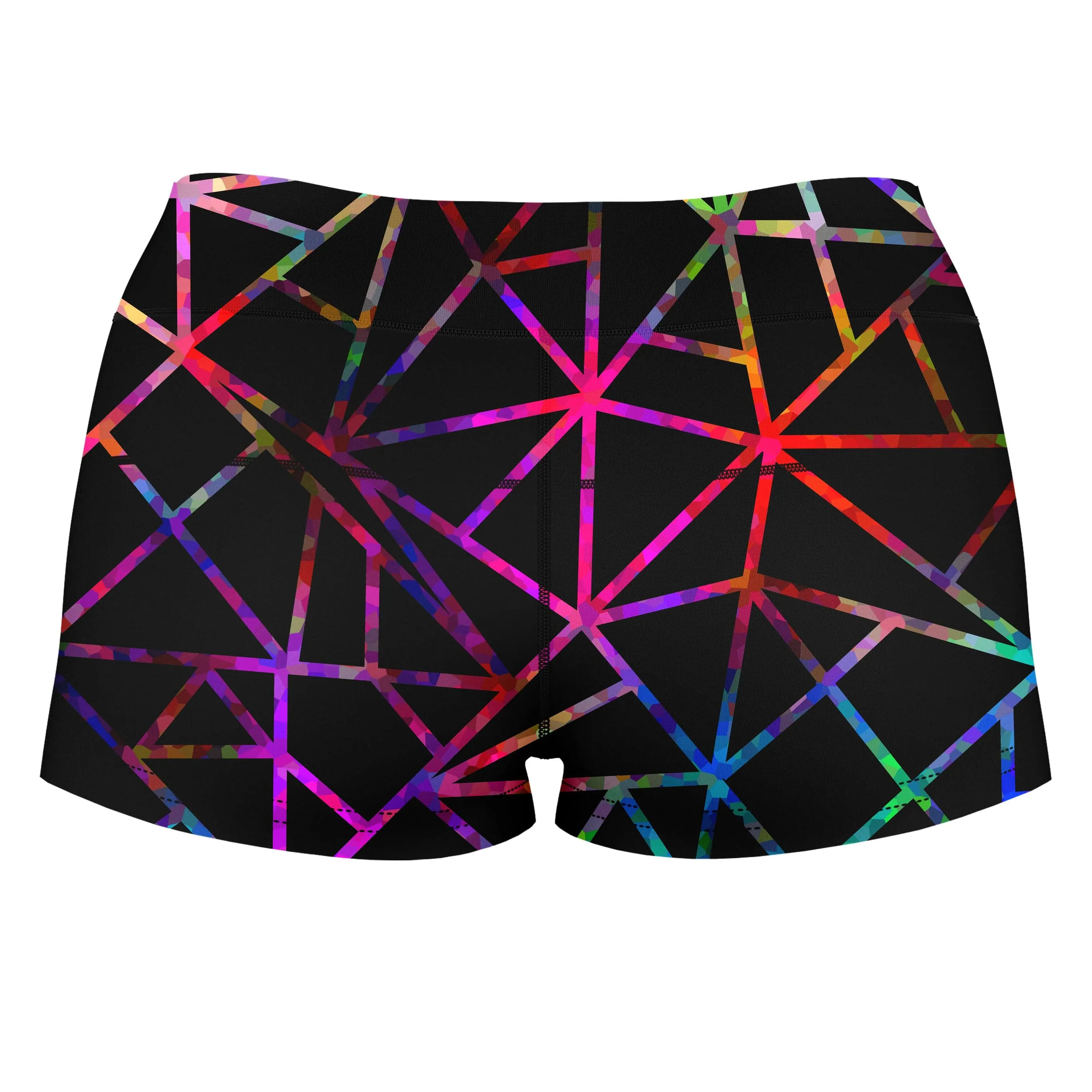 Webbed Geometric High-Waisted Women's Shorts